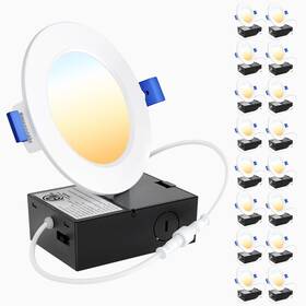 Ensenior 769044660525 16 Pack 4 Inch Ultra-thin Led Recessed Wafer Light With Junction Box