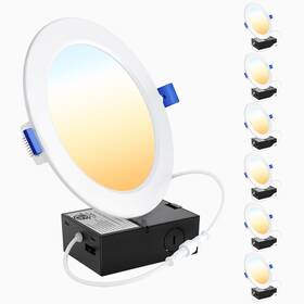 Ensenior 769044660822 6 Pack Inch Ultra-thin Led Recessed Lighting With Junction Box 2700k/3000k