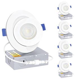 Ensenior 769044669429 4 Pack Inch Gimbal Led Recessed Light With Junction Box 90 Adjustable Dir