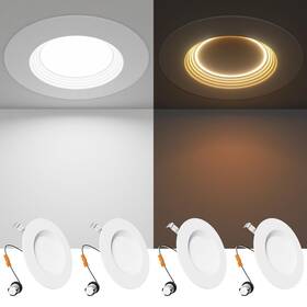 5cct Ensenior 769044671644 5/6 Inch Led Can Lights With Night Light 4 Pack Retrofit R