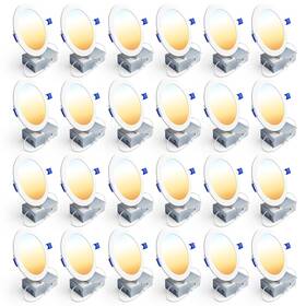 5cct Ensenior 769044689663 24 Pack 6 Inch Led Recessed Ceiling Light Dimmable 2700k-5000k 1050lm