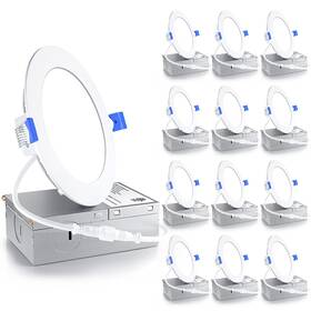 Ensenior 791300312633 12 Pack 4 Inch Ultra-thin Led Recessed Ceiling Light With Junction B