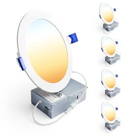5cct Ensenior 791348673437 4 Pack 6 Inch Led Recessed Ceiling Light Dimmable 2700k-5000k 1050lm
