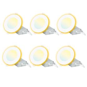 Eos-xyd4-w6p Eosmile 4 Inch White Led Recessed Lighting With Night Light 6 Pack Canless Wafer Ceil
