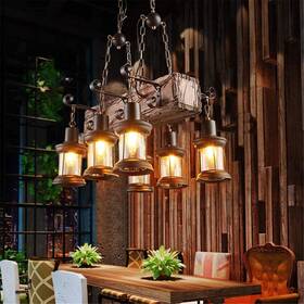 Eoyemin 749956490229 Farmhouse Lighting Industrial Rustic Wood Beam Linear Island Pendant Light Ch