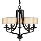 Es0571obr Chandelier 5-light Bronze Bay Hampton Oil Fabric Rubbed Shades