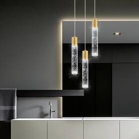 L11-3-gd-d Esfos Gold Cluster 3-light Pendant Sparkling Bubble Crystal Hanging Light Fixture