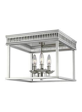 E21304-10pc Et2 Contemporary Lighting Studio Woodruff 13 Inch 3-light Polished Nickel Flush Mount
