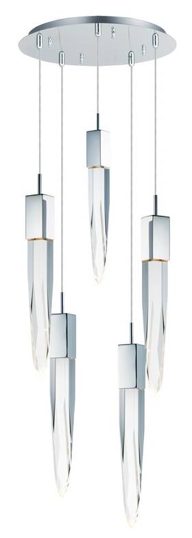 E31244-20pc Et2 Contemporary Lighting New Quartz 5 Light 16 Inch Wide Led Multi Pendant Chandelier