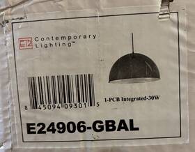 E24906-gbal Et2 E24906 Gbal Hemisphere Led Pendant 31 In Gloss Black Aluminum Modern New