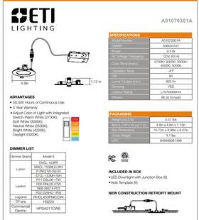 Eti 849489081496 4in Lowpro Recessed Downlight With Color Preference - 6pk
