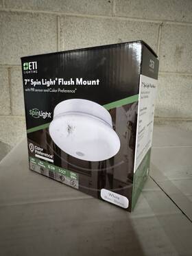 Sl-7-83-840-sv-n Eti New 7 Inch Spin Light Flush Mount Pir Sensor 3cct 830lm 10.5w E26 Adapter