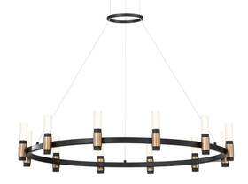 37043-018 Eurofase Lighting Albany 12 Light 32 Inch W Led Ring - Deep Black / Brass
