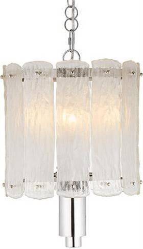 60610016 Eurolux Home Pendant Light Tower 1920s Art Deco Switzerland Frosted Textured Glass Chrome