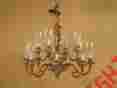 F25360 Unknown Brass Colonial Style 12 Arm Chandelier W Globes