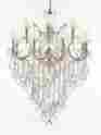F83-sc 2527 Gallery Maria Theresa Crystal Lighting Chandelier W White Shade H40 W28 Chrome Finish