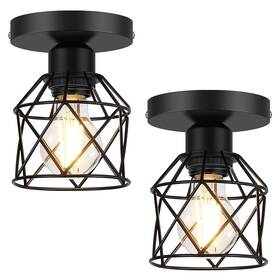 Fadimikoo New- Cage-2pack 2-pack Farmhouse Semi Flush Mount Ceiling Light Black Hallway Fixtures Ce