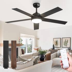F-ty52bk-1d01 Fanbulous 52 Inch Ceiling Fan With Light And Remote Black Modern Fans Farmhou