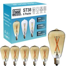 Ana-363 Fannis 6pcs St38 Edison Small Bulb 2w Equivalent To 10w-15w-20w E12 Base Warm Amber