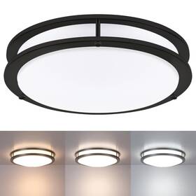 Faymart Lighting 748327905362 16 Inch Black Flush Mount Ceiling Light Fixture For Bathroom Led