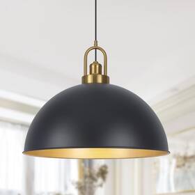 K66-bk Febeleven Matte Black Dome Pendant Light 19.68 Inch Large Farmhouse Chandelier Adjustable M