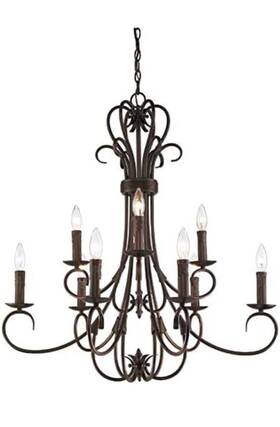 F3071 Feiss F3071/9wi Dewitt 9 Light 2 Tier Chandelier In Weathered Iron Finish
