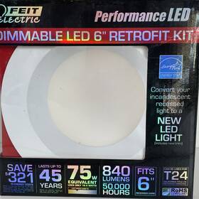Feit Electric 017801471007 Led Retrofit Recessed 6 Inch Kit 75w 840 Lumens