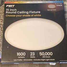 1938000 Feit Electric 15 Inch Led Round Ceiling Fixture Dimmable Night Light 1600 Lumens