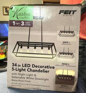 Chd225cctnlbk Feit Electric Katalyst 60 Watt 5 Light Modern Adjustable Cct And 3-light Mode Chandelier