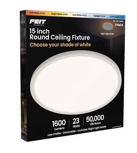 Feit Electric Fm15/4wy/ca 15in Round Led Ceiling Fixture 1600lm 23w Dimmable White
