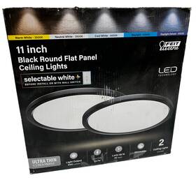 Fp11ex6wybk2 Feit Electric 2 Pack 11 Inch 13.5w 1100 Lumen Dimmable Selectable Led Round Flush