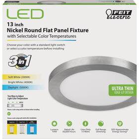 Fp13 Feit Electric Fp13/4wy/nk Edge-lit 13 Inch Nickel Round Disc 4-way Led Flush Mount Light