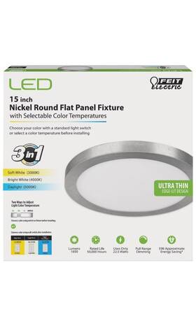 Fp15 Feit Electric Fp15/4wy/nk Edge-lit 15 Inch Nickel Round 4-way Led Flush Mount Light