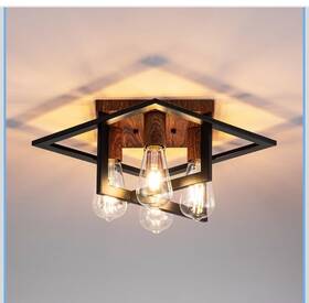 X2363 Fengkedu 4-light Farmhouse Flush Mount Light Fixture Rustic Industrial Ceiling New