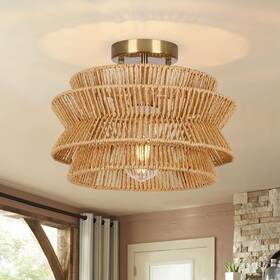 12.6ftftcoastal Fenluster 762736719556 Boho Light Fixtures Ceiling Mount Rattan Semi Flush Ceili