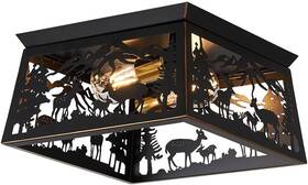 Feo01-2lb1 Feohak Black Semi Flush Mount Ceiling Light Fixture Rustic Cabin Deer Fi