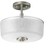 P2851-09 Finished Progress White Lighting Nickel 2-light Linen Semi-flush Glass