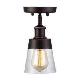 Fivess Lighting 385606341048 Rustic Glass Flush Mount Light Fixture Mini Clear Seeded Shade Semi Flu