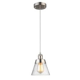 Fivess Lighting 824007382101 Modern Glass Pendant Light With Handblown Clear Seeded Shade Onelight Adju