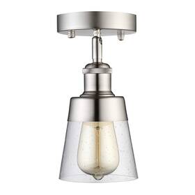 Fivess Lighting 824007395224 Modern Glass Flush Mount Light Fixture Mini Clear Seeded Shade Semi Flu
