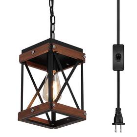 Fivess Lighting 974443060225 Rustic Farmhouse Plug In Pendant Light With 15ft Cord On/off Sw