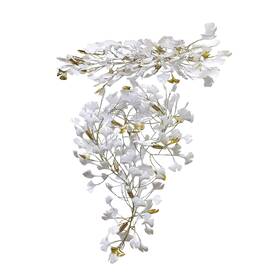 18746-nf Fixturedisplays 18 Lights Ginkgo Branch Leaves Chandelier Lamp Modern Luxury Petal Staircase