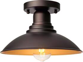 F222003 Flalinko Outdoor Semi Flush Mount Porch Light Oil Rubbed Bronze With Gold Accents E2