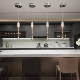 Yp0018-1-y Flashing God 1 Light Mini Chrome Crystal Chandelier Modern Led Pendant For Kitchen Isla