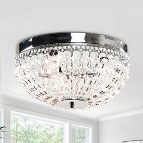 Fgc2265fg Flint Garden 13.75 Inch 3-light Modern Crystal Chrome Flush Mount Chandelier With Led