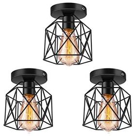 Flush Mount Light Fixture Retro Black Ceiling For Porch Hallway Ki