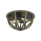 Fm400wow-af Feiss Allier Flush Mounts Weather Oak Wood And Antique Forged