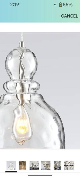 P08-1n1 Fookchak New Hammered Glass Pendant Light For Kitchen Island Brushed Nickel