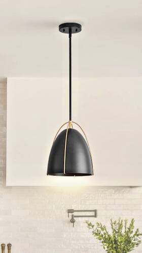 Fookchak P21-1b1 Black Dome Pendant Light 10in Kitchen Dining Room And Gold E26
