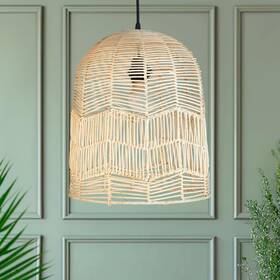 Forever Bamboo 871746005884 Indonesian Natural Rattan Pendant Light Shade Handcrafted Wicker Fixtur